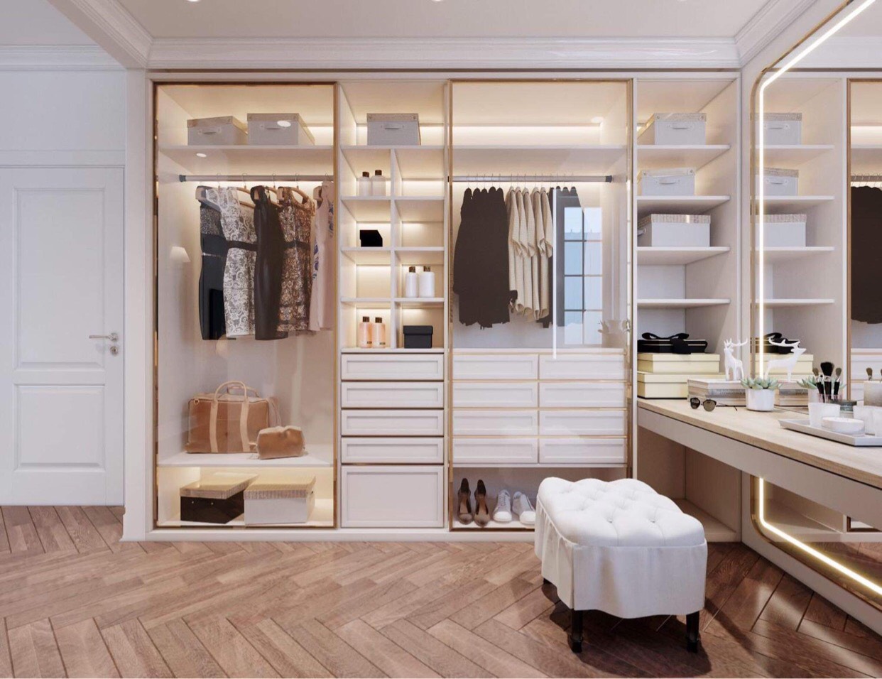 Các ý tưởng thiết kế tủ cánh kính, tủ bếp cánh kính, phòng thay quần áo, tủ trang trí ...