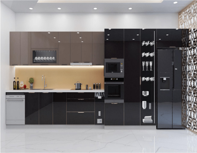 Tủ bếp cánh kính mẫu 1 Tủ bếp cánh kính mẫu 1