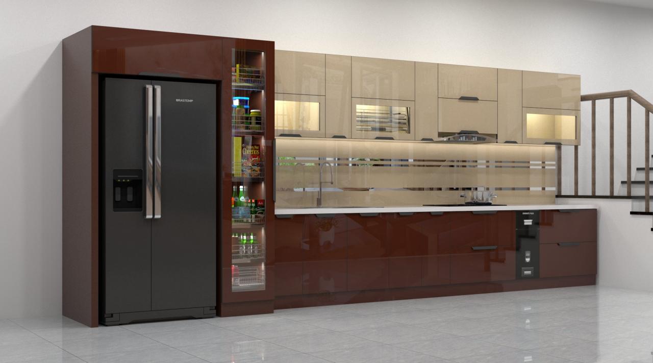 Tủ bếp cánh kính mẫu 1 Tủ bếp cánh kính mẫu 1